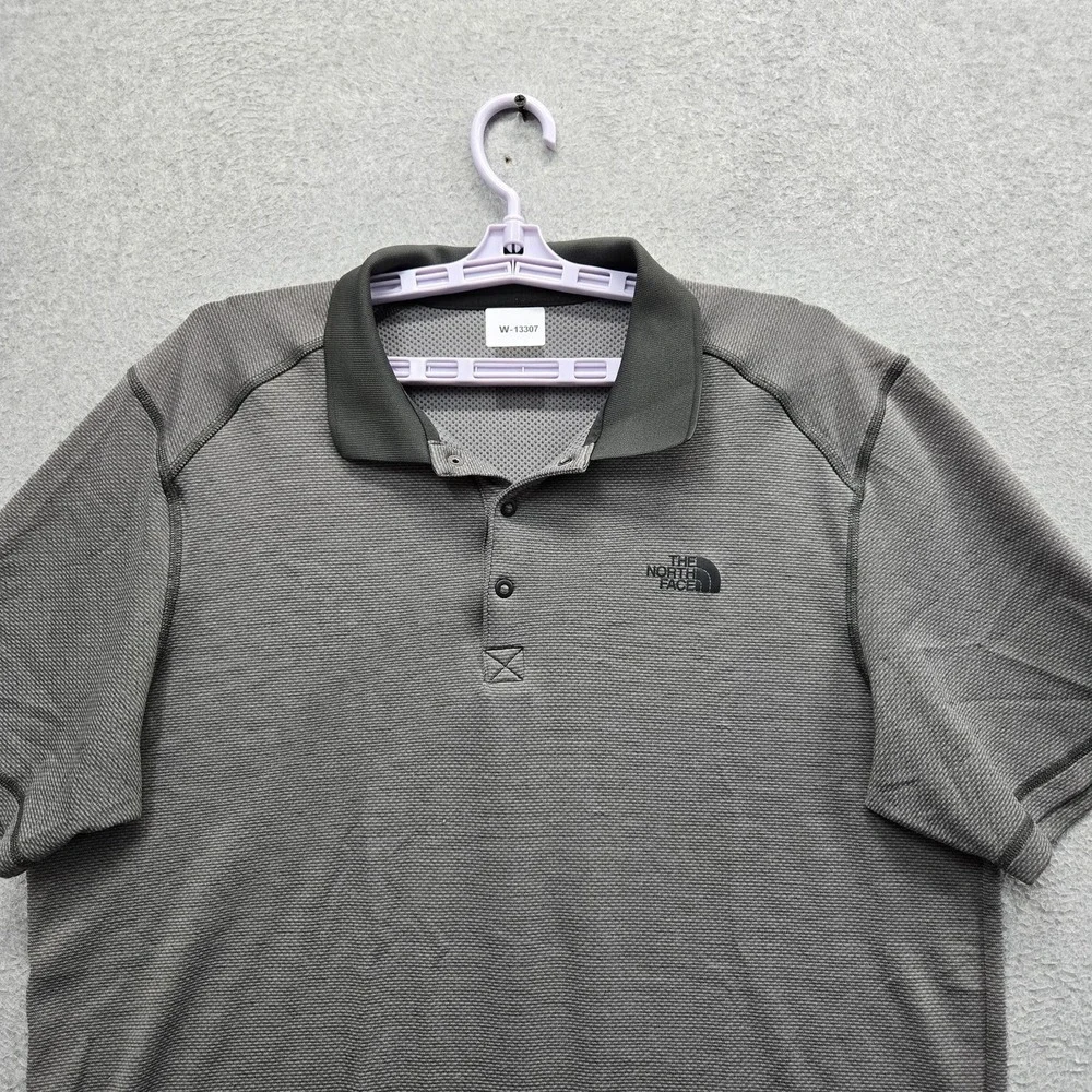 The North Face Men Polo XL Gray Activewear Logo Horizon Flash Dry Stretch